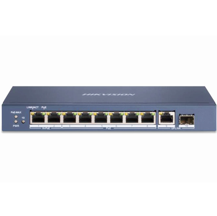 Hikvision DS-3E0510HP-E 8-portni Gigabit PoE switch sa Hi-PoE, SFP uplinkom i 110W budžetom